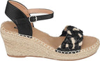 GC Shoes Women's Cati Espadrille Wedge Open Toe Sandals  Black Size 7