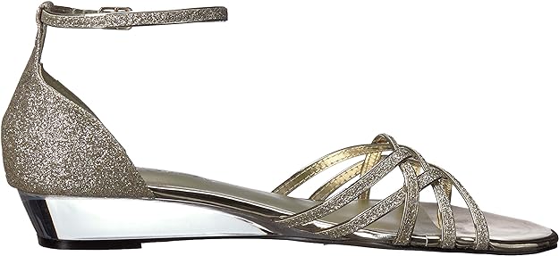 Easy Street Women's Tarrah Crossover Wedge Sandals  Color Gold Glitter Size 7.5M
