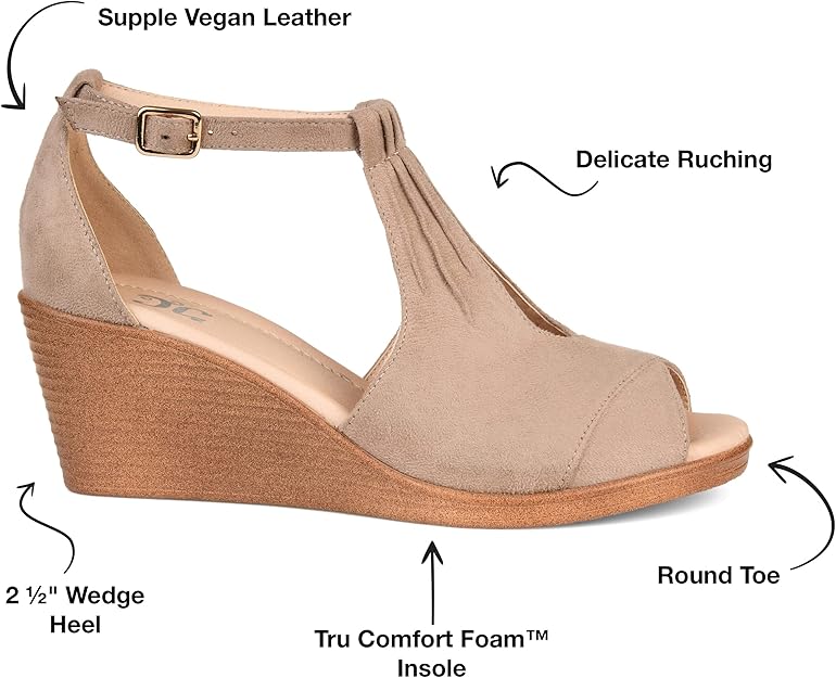 Journee Collection Women's Kedzie Wedge Sandal  Taupe Size 7.5
