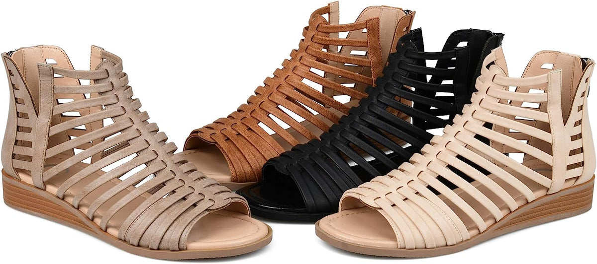 Journee Collection Women's Delilah Caged Gladiator Sandals  Brown Size 5.5
