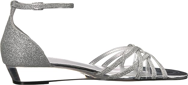 Easy Street Women's Tarrah Crossover Wedge Sandals  Color Silver Glitter Size 7.5WW