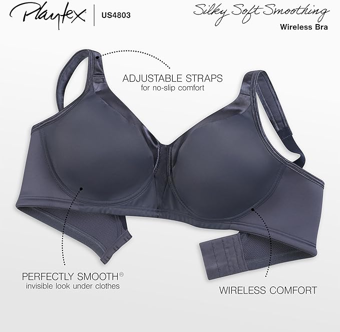 Playtex 18-Hour Wireless Bra, Silky Smoothing Bra  Color Private Jet Size 40DD