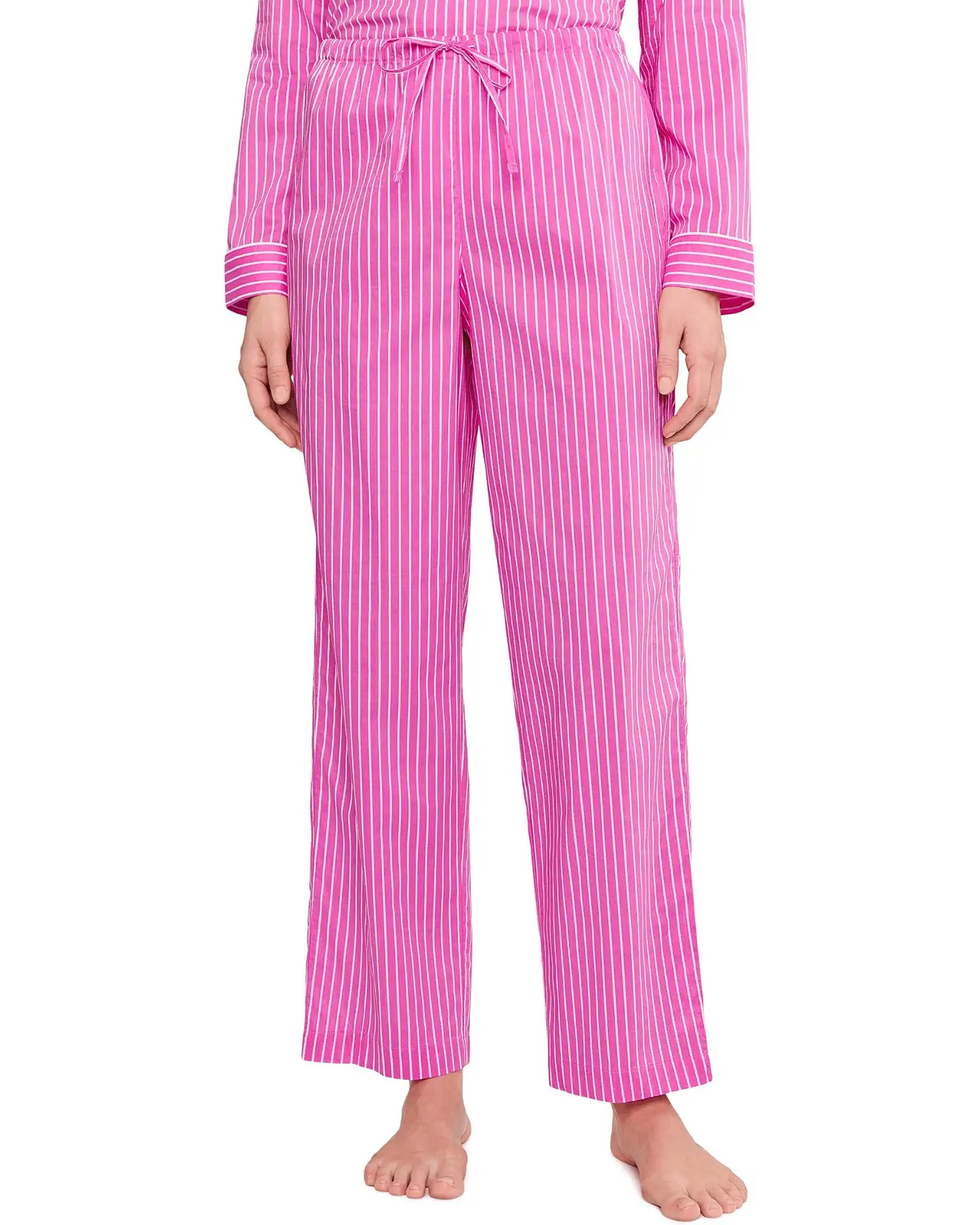 LAUREN RALPH LAUREN Women's Petite Printed Notched-Collar PJ Set  Pink Stripe Size PS