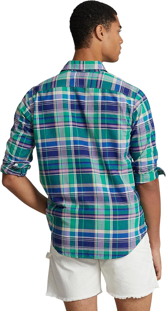 Polo Ralph Lauren Men's Classic-Fit Plaid Oxford Shirt  Green/Navy Multi Size 2XL