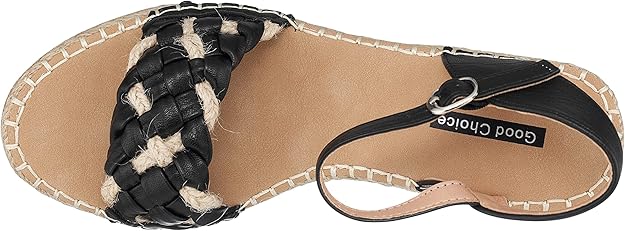 GC Shoes Women's Cati Espadrille Wedge Open Toe Sandals  Black Size 7