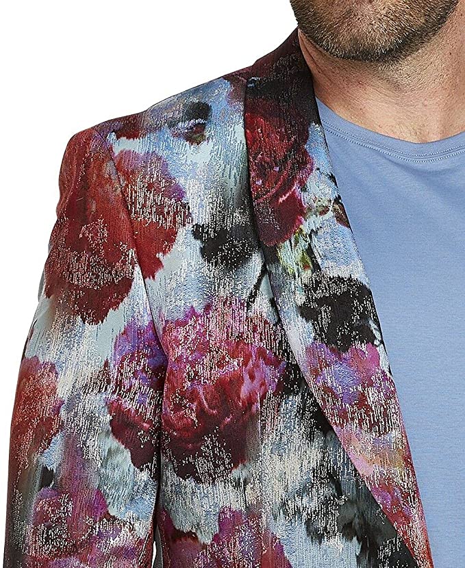 Tallia Mens Vibrante Metallic Sportcoat One-Button Blazer Pink  Color Metallic Size 42R
