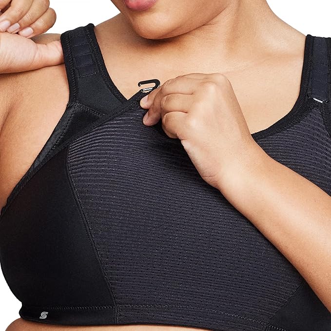 Glamorise Full Figure Custom Control Wirefree Sports Bra  Solid Black Size 38D