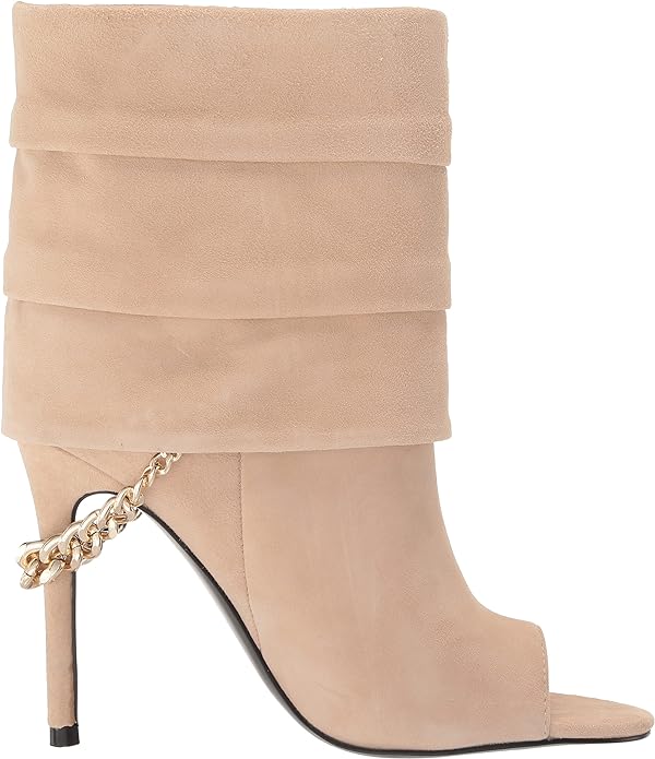 GUESS Women's Adilee Peep Toe Ankle Boots  Color Beige Suede Size 8.5M