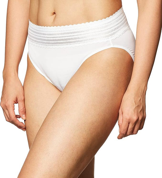 Warners No Pinching No Problems Microfiber Hi-Cut Panty  White Size M