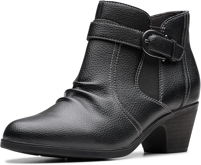 Clarks Women's Emily2 Opal Boots  Black Leather Size 9W