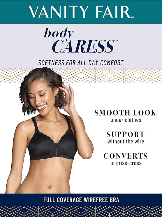 Vanity Fair Body Caress Full Coverage Wireless Bra  Midnight Black Size 40B