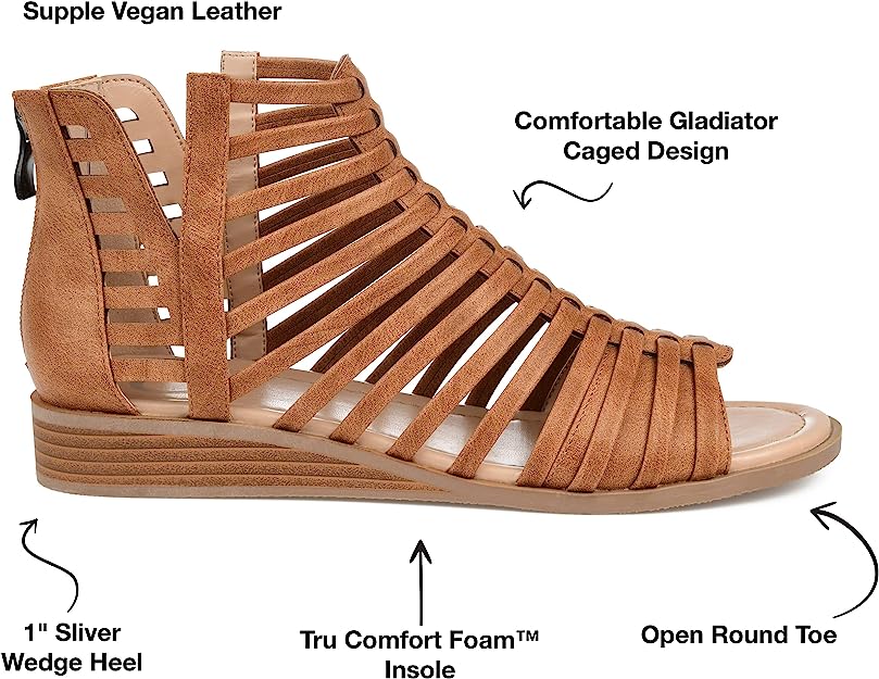 Journee Collection Women's Delilah Caged Gladiator Sandals  Brown Size 5.5