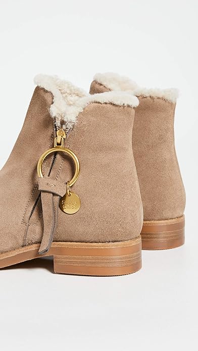 See by Chloe Women's Louise Shearling Ankle Boots  Color Crosta Taupe Size EU 38/US 7.5