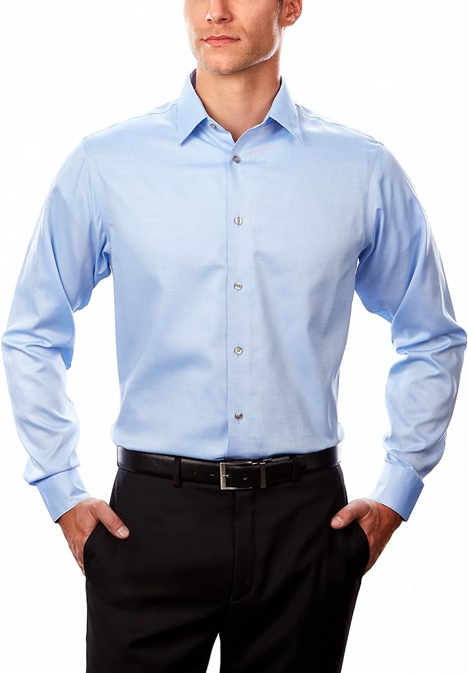 Calvin Klein Men's Steel+ Regular Non-Iron Stretch Performance Dress Shirt  Stream 15.5 32/33