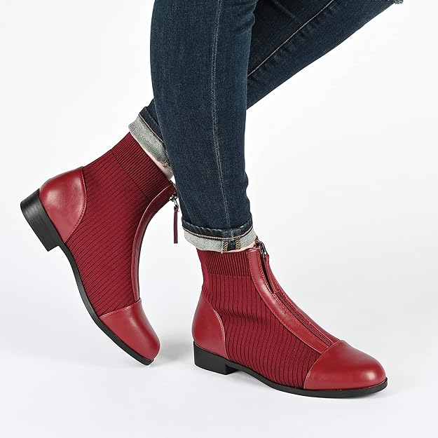 Journee Collection Women's Bexlie Front Zipper Capped Toe Booties  Color Brown Size 9.5M