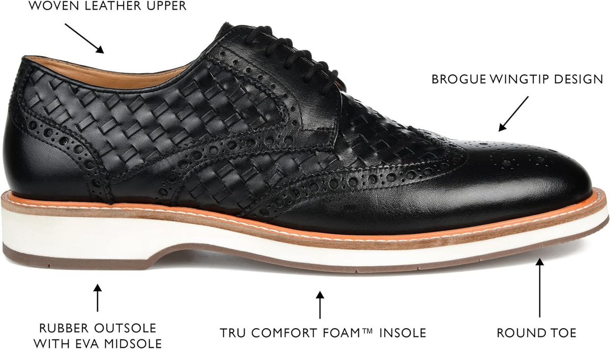 Thomas & Vine Men's Radcliff Lace-up Woven Wingtip Derby Shoes  Color Black Size 8.5M