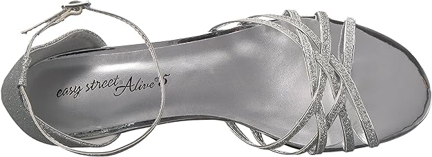 Easy Street Women's Tarrah Crossover Wedge Sandals  Color Silver Glitter Size 7.5M