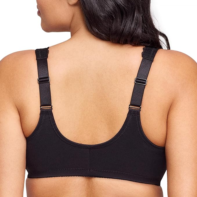 Glamorise Plus Size Wonderwire Lace Front-Closure Underwire Bra  Black Size 42F