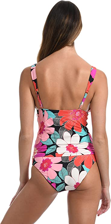La Blanca Knot-Trim Tankini Top  Full Bloom Floral Multi Size 10 (No Tag)