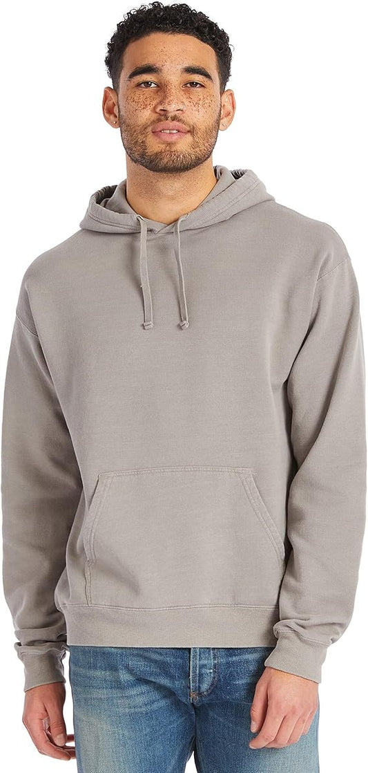 Hanes Men's Garment Dyed Fleece Hoodie Sweatshirt  Gray Size M