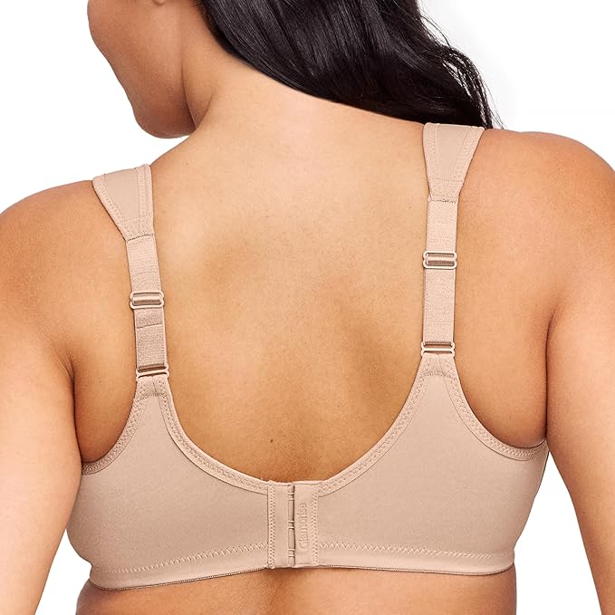 Glamorise Plus Size Low Cut Wonderwire Lace Underwire Bra  Cafe Size 44DD