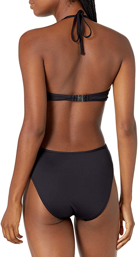 Kenneth Cole New York Bandeau Mio One Piece Swimsuit  Color Black/Sheer Pleasure Size L