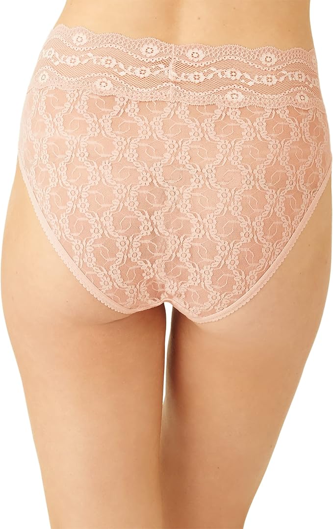 b.tempt'd Women's Lace Kiss High-Leg Brief Panty  Rose Smoke Nude Size M