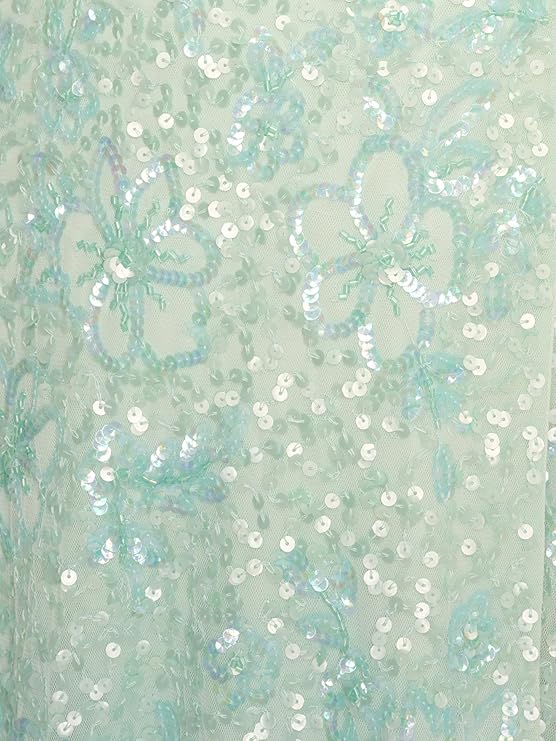 Adrianna Papell Womens Embellished Wrap-Style Long Gown  Color Mint Glass Size 16