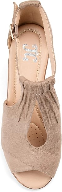 Journee Collection Women's Kedzie Wedge Sandal  Taupe Size 7.5