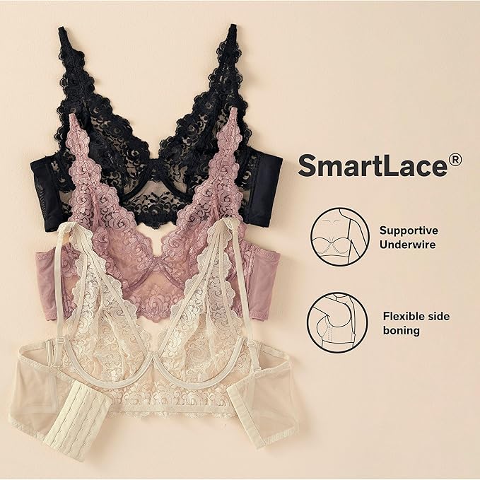 Leonisa Lace Milan Sheer Bra Bustier Underwire Bralette  Black Size L