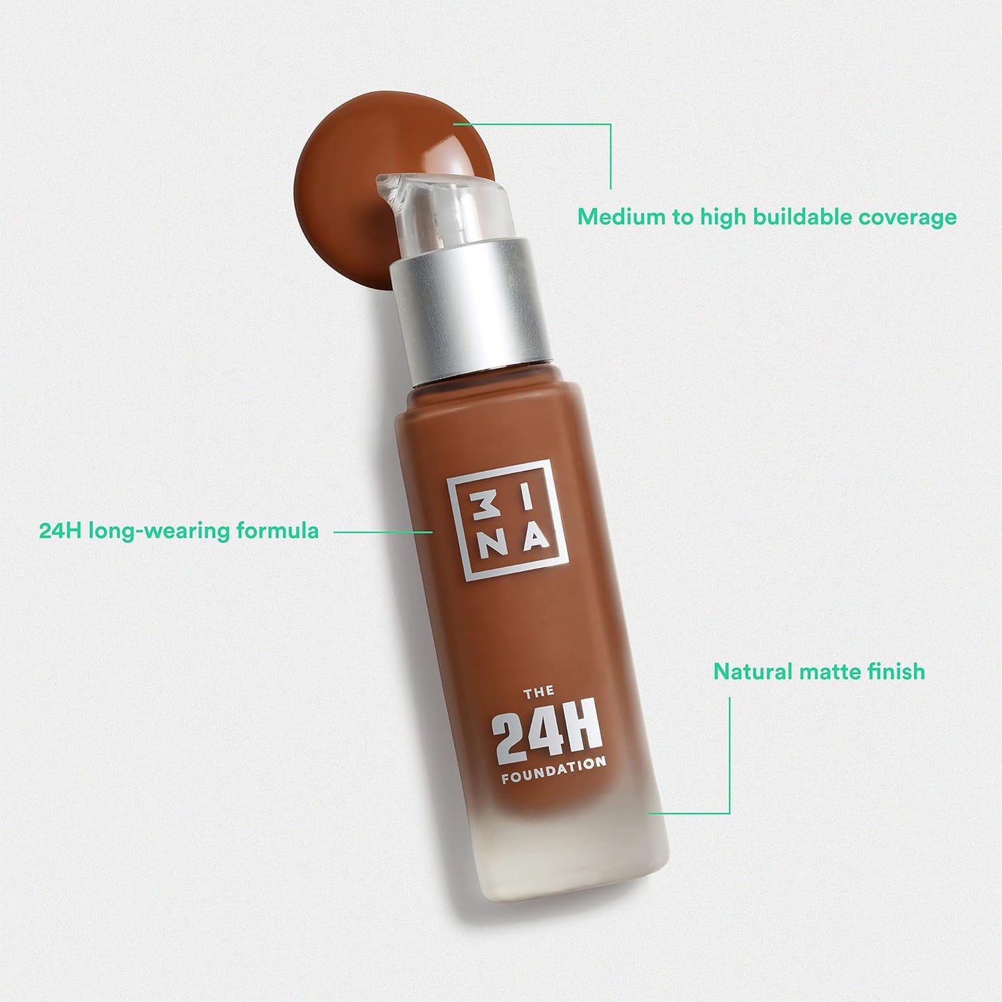 3INA The 24H Foundation 660, Pink Brown, 1.01oz