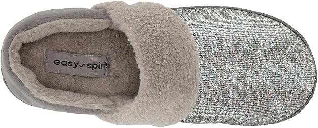 Easy Spirit Women's Siesta Slide Clog  Silver Glitter Size S