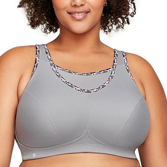 Glamorise No-bounce Camisole Sports Wirefree Bra  Soft Gray Size 48D