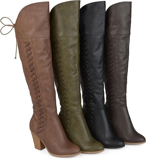 Journee Collection Women's Spritz Wide-Calf Lace-up Boots  Color Brown Size 8M