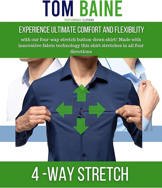 Tom Baine Men's Slim-Fit Performance Stretch Dress Shirt  White Size XL