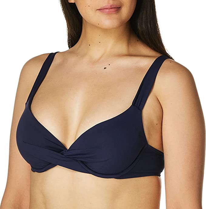 Anne Cole Women's Over The Shoulder Underwire Twist Sexy Bikini Top  Navy Size 36D/34DD