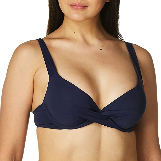 Anne Cole Women's Over The Shoulder Underwire Twist Sexy Bikini Top  Navy Size 36D/34DD