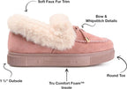 Journee Collection Women's Midnight Faux Fur Trim Bow Tie Slippers  Color Blush Size 7M