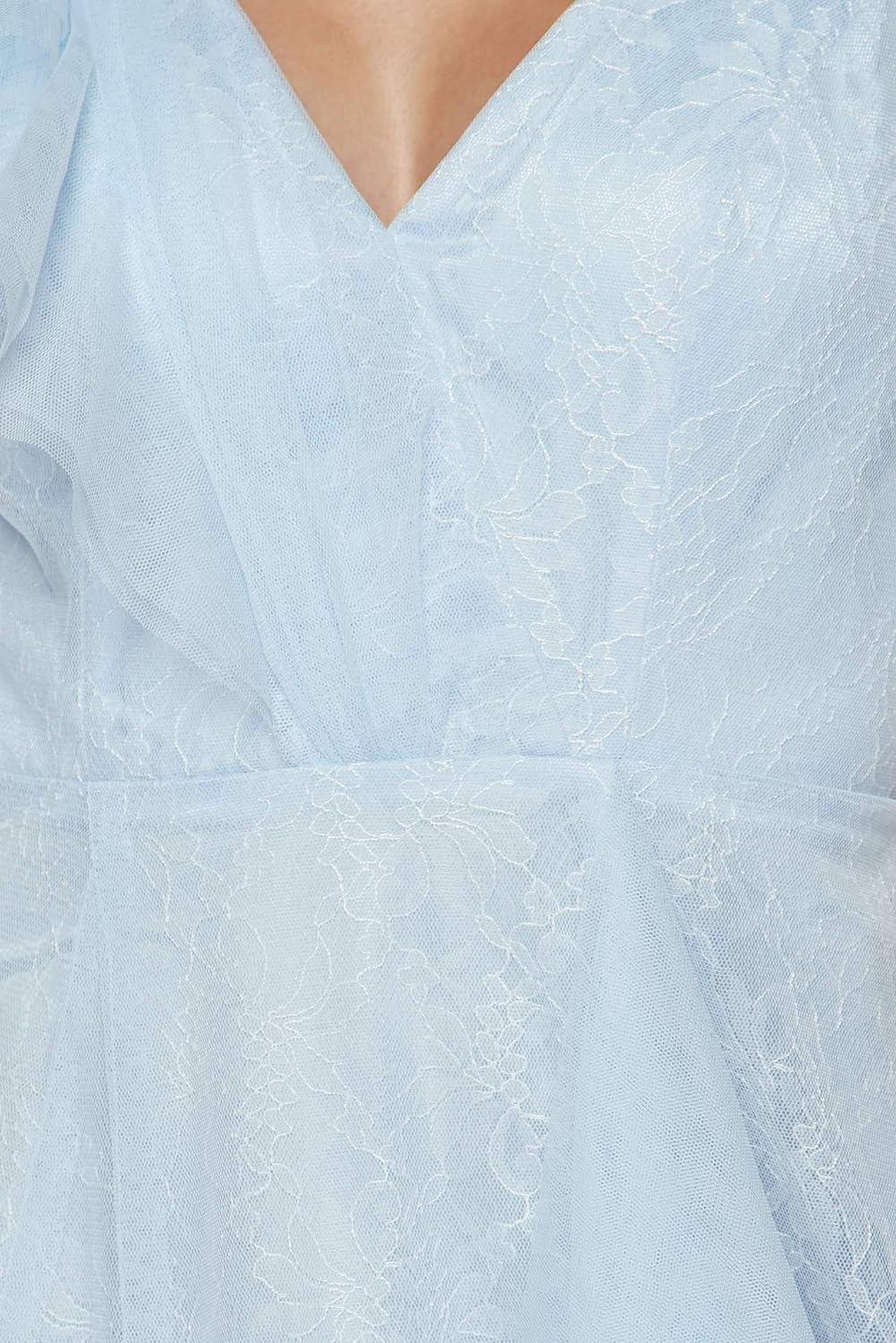 Teeze Me Formal Flowy Ruffle Lace Slit Gown  Color Light Blue Size 3
