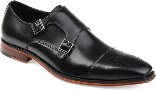 Thomas & Vine Men's Rockwell Leather Double Monk Strap  Color Black Size 10.5