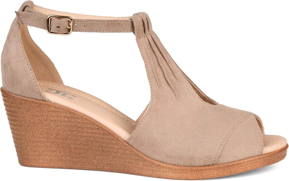 Journee Collection Women's Kedzie Wedge Sandal  Taupe Size 7.5