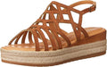 Bella Vita Women's Zip-Italy Platform Flat Sandal  Whiskey Leather  Size 10W