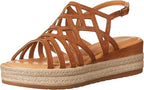 Bella Vita Women's Zip-Italy Platform Flat Sandal  Whiskey Leather  Size 10W