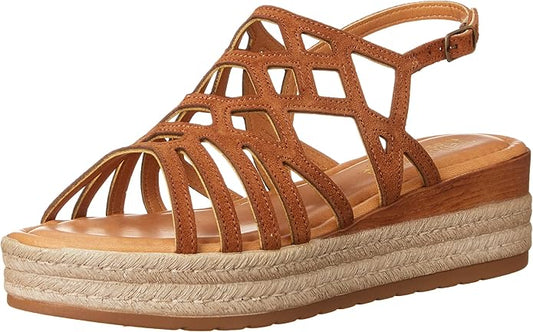 Bella Vita Women's Zip-Italy Platform Flat Sandal  Whiskey Leather  Size 10W