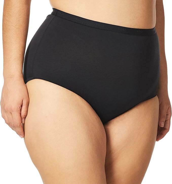 Bali Women's Stretch Full Cut Brief Panty  Black Size 9