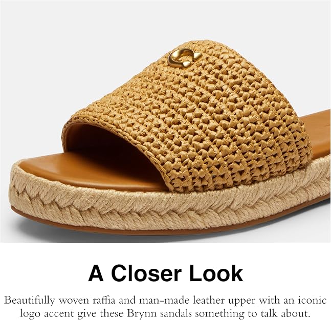 COACH Women's Holly Espadrille Slip-On Sandals   Natural Raffia Size 6