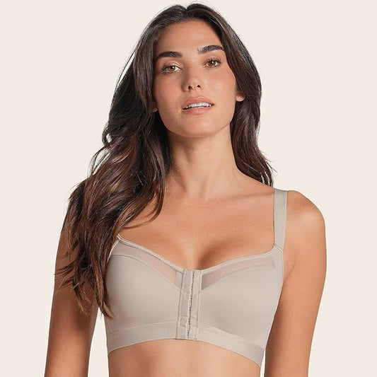 Leonisa Back Support Posture Corrector Contour Wireless Bra  Light Beige Size 38D