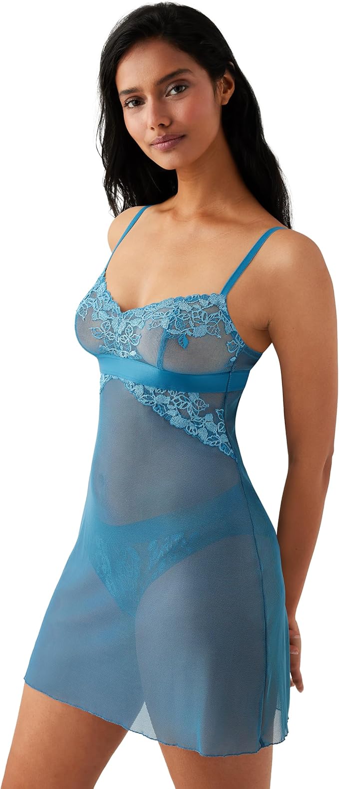 b.tempt'd Women's Opening Act Lace Fishnet Chemise  Faience Size S