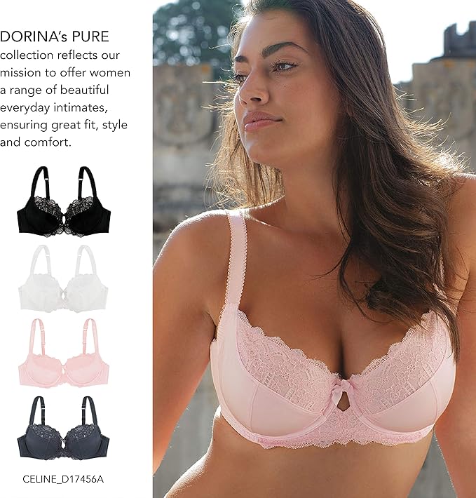 Dorina Celine Lace Demi Full Cup Unlined Underwire Bra  Pink Size 36D