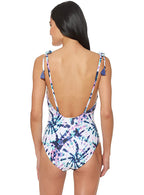 Jessica Simpson V-Neck One-Piece Swimsuit Bathing Suit  Color Mist Tie Dye Size M